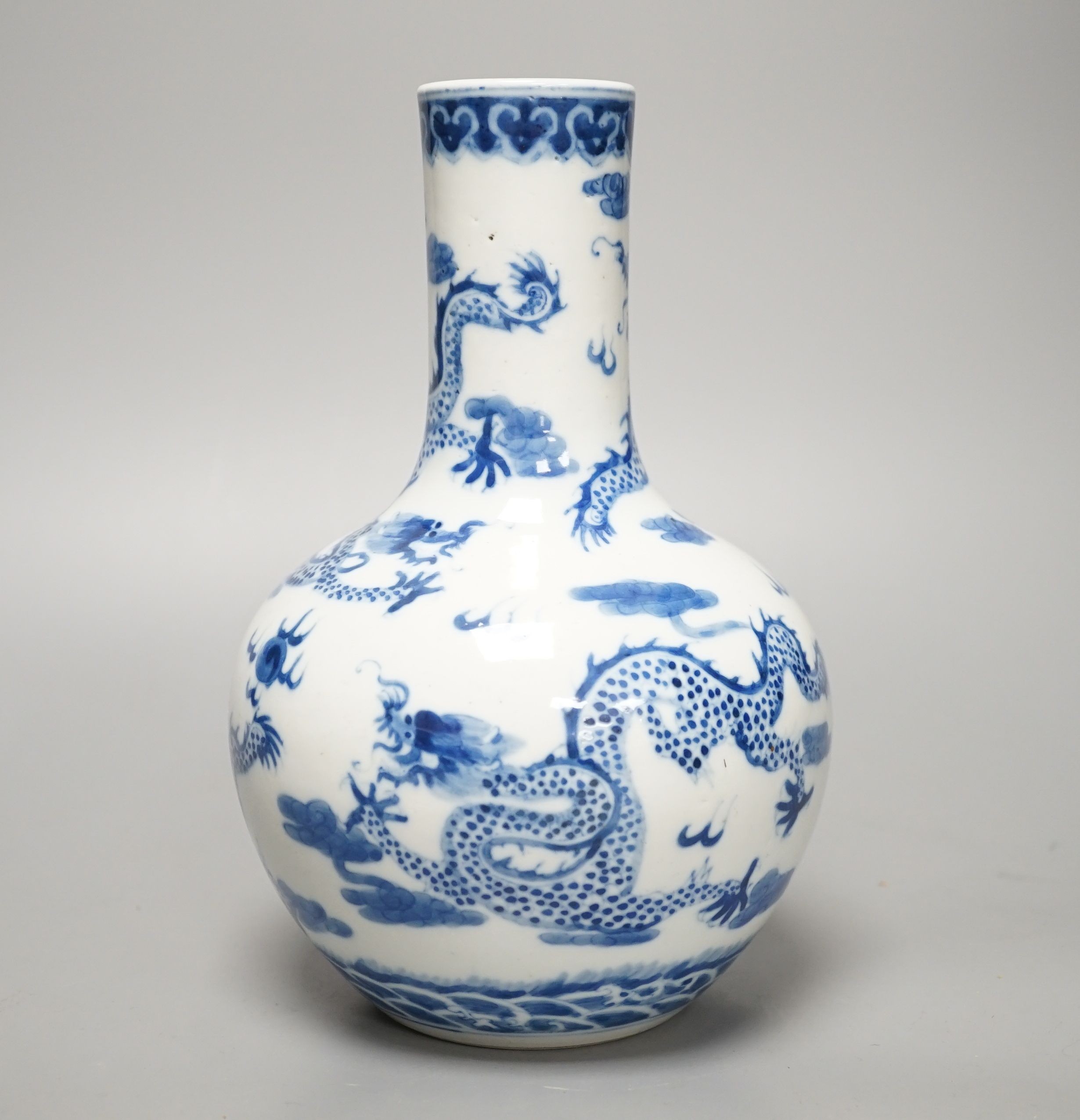 A Chinese blue and white ‘dragon’ vase, height 22cm